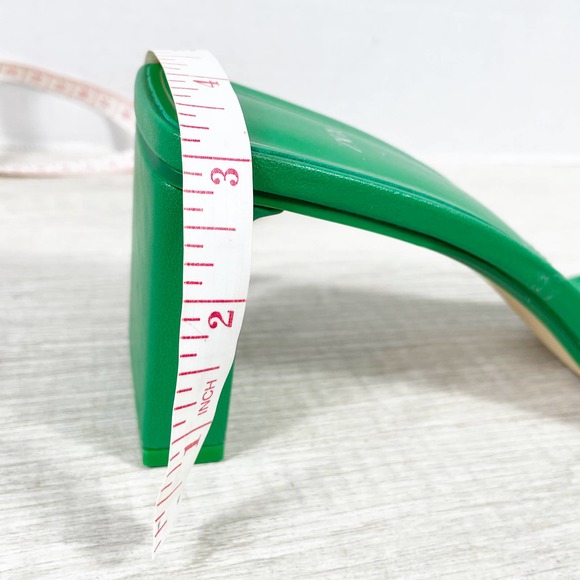 ZARA Kelly Green Open Toe Heels Slides Double Braided Strap 3 Inch Heel Sz UK 40 - Picture 8 of 8